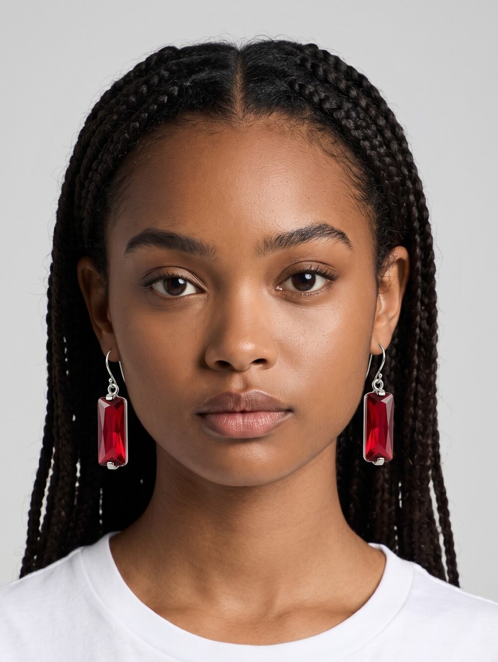 Crystal Rectangle Drop Earrings